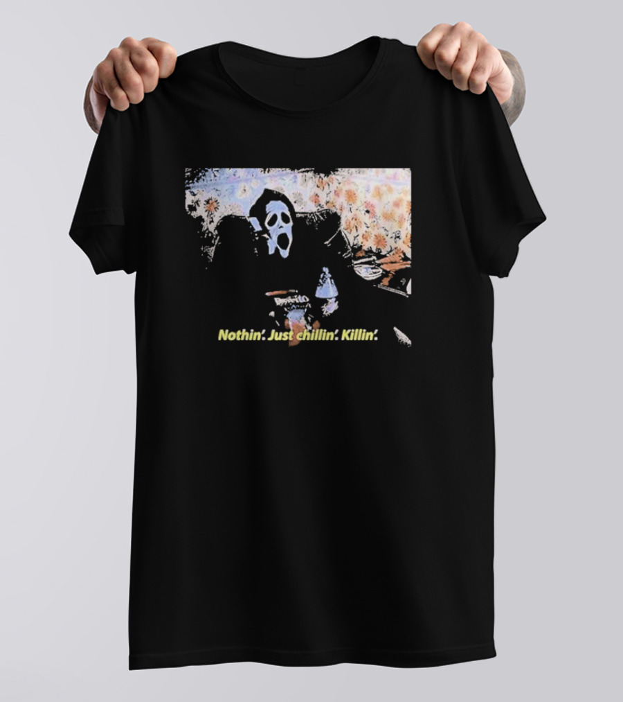 Ghostface Spooktober Nothin’ Just Chillin’ Killin’ Retro Style Vibes T-Shirt