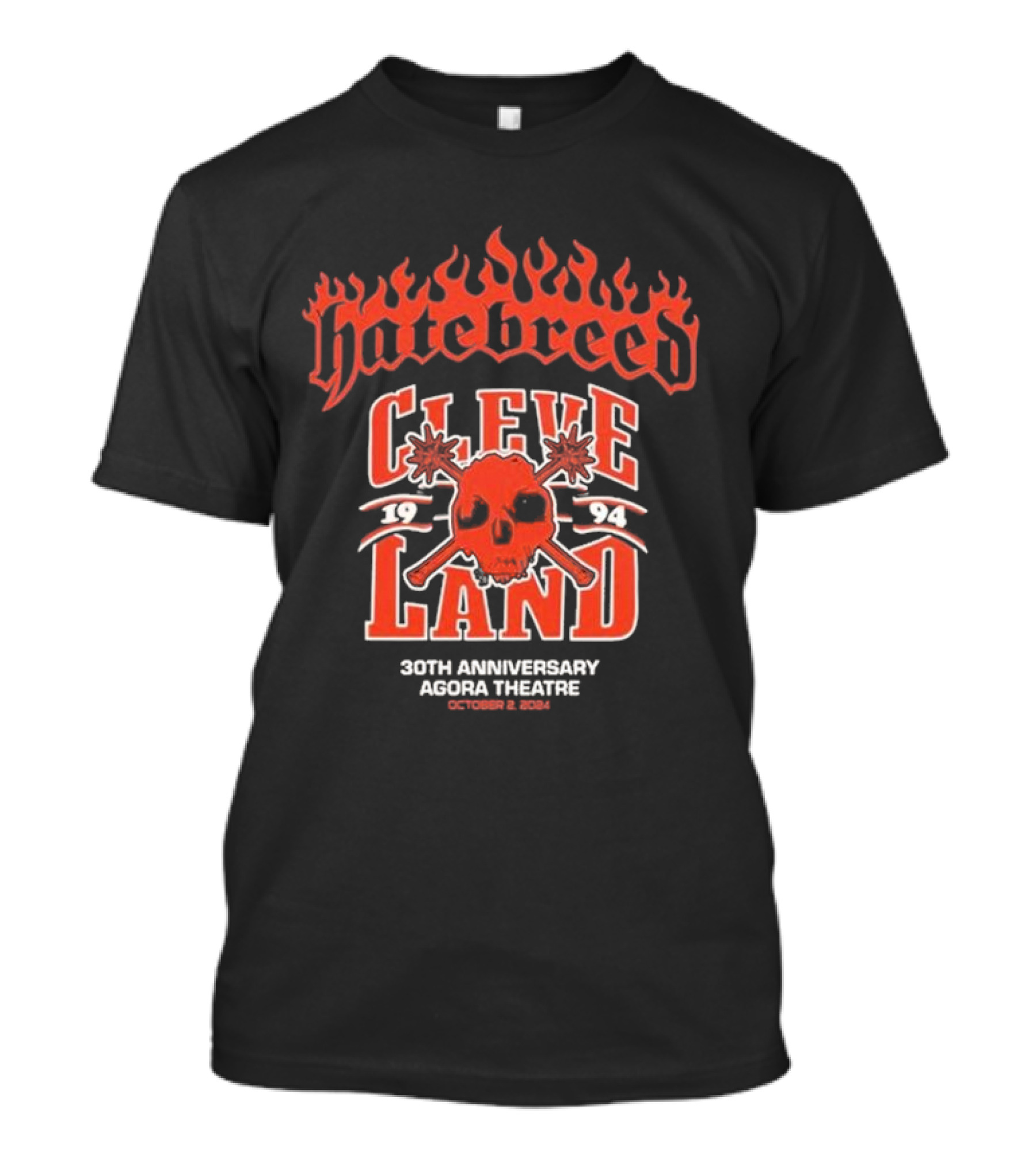Hatebreed 30th Anniversary Cleveland Agora Theatre October 2 2024 1994 Skull Flames T-Shirt