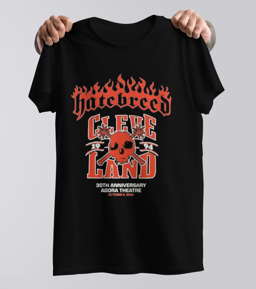 Hatebreed 30th Anniversary Cleveland Agora Theatre October 2 2024 1994 Skull Flames T-Shirt