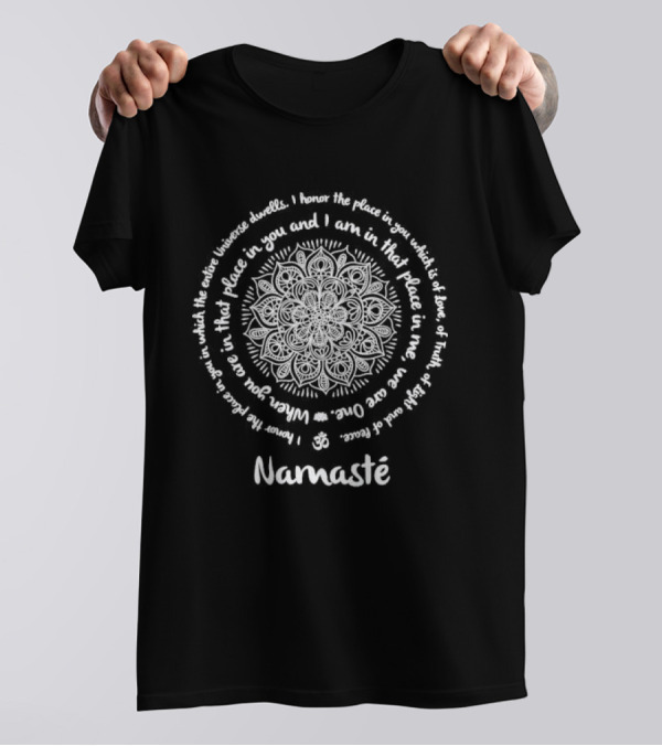Namaste Mandala Meditation Sayings We Are One Yoga T-Shirt