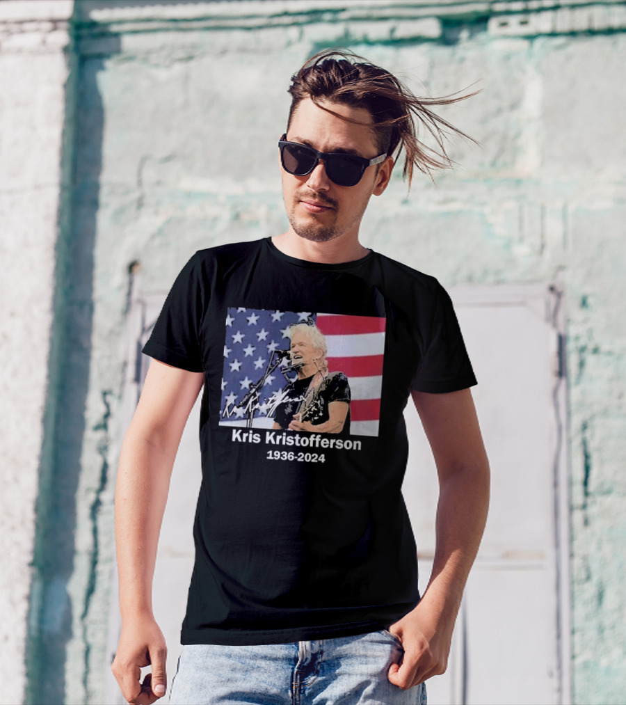 Kris Kristofferson American Flag 1936-2024 T-Shirt