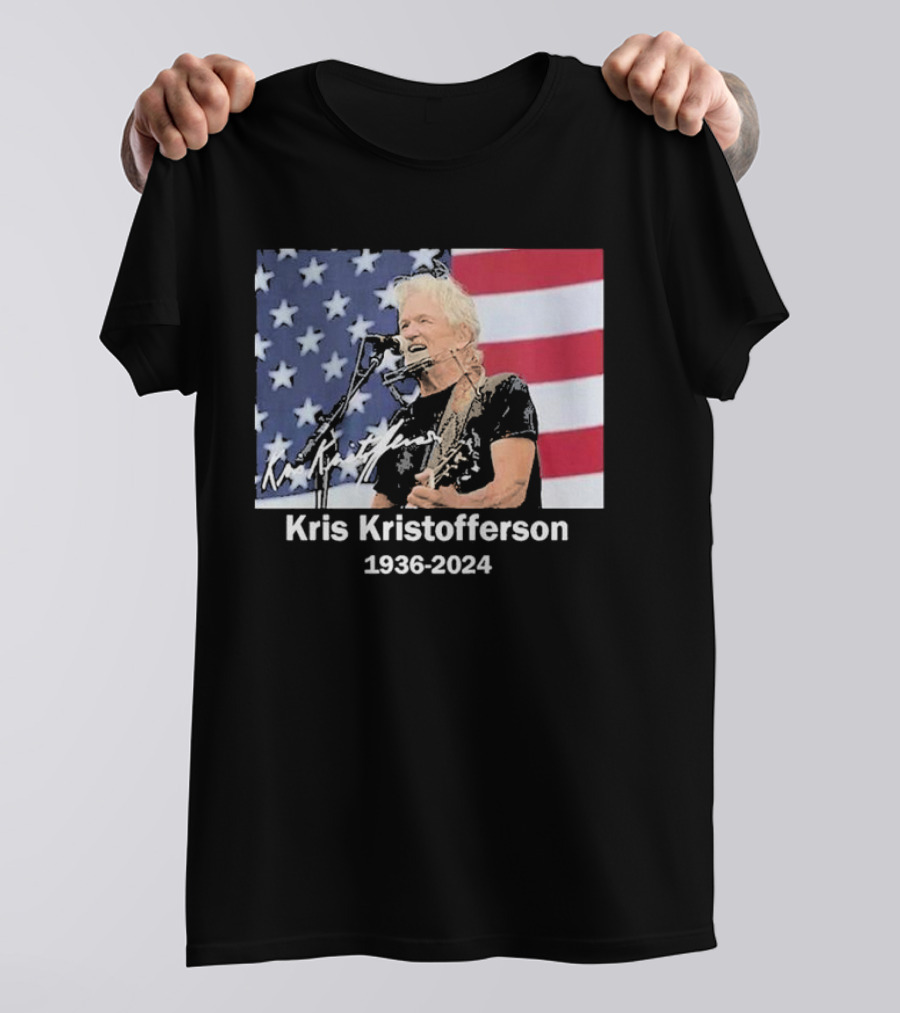 Kris Kristofferson American Flag 1936-2024 T-Shirt