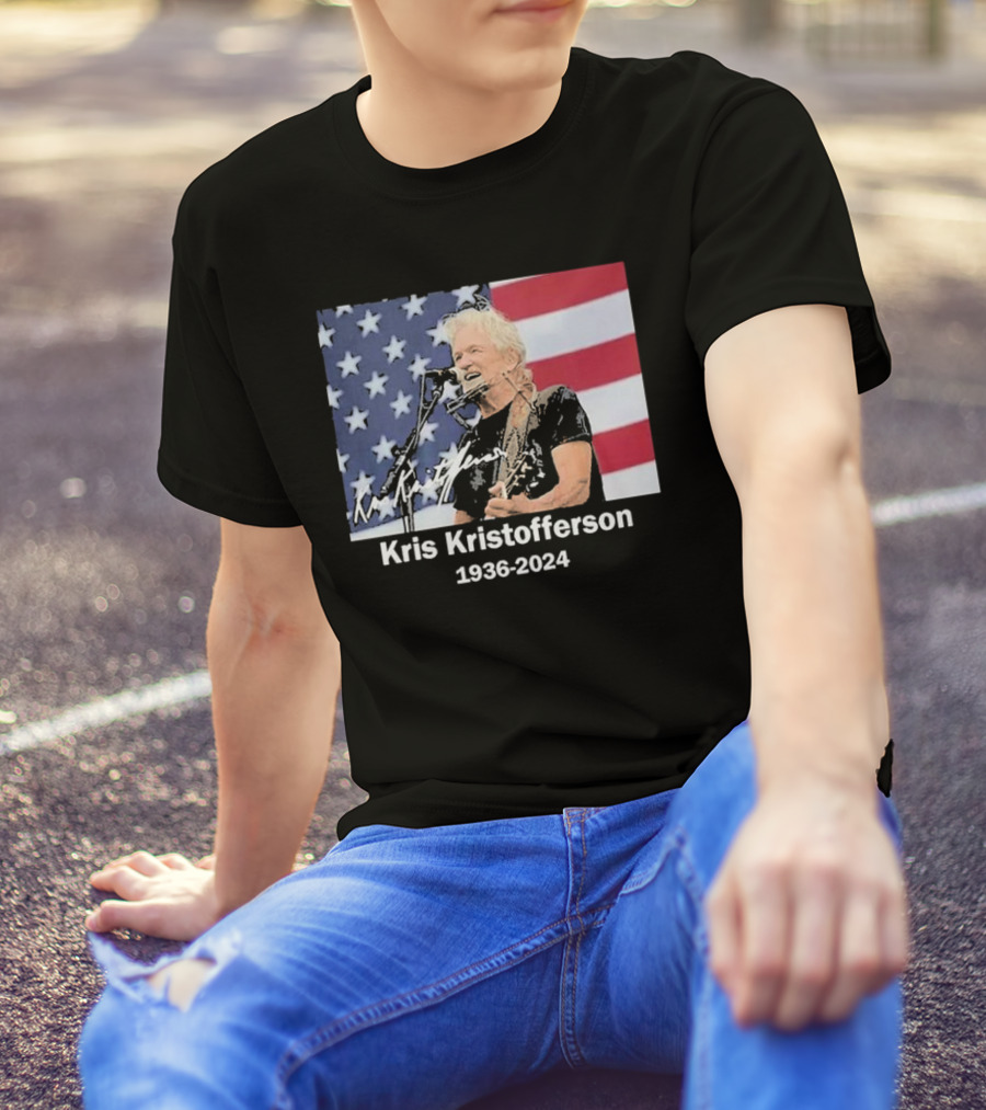 Kris Kristofferson American Flag 1936-2024 T-Shirt