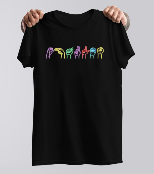 Sign Language Alphabet Neon Color T-Shirt