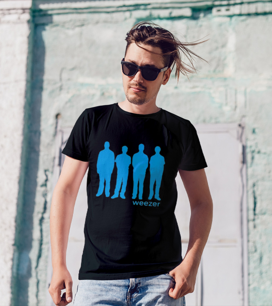 Weezer Blue Album Cover Silhouette Band Members T-Shirt