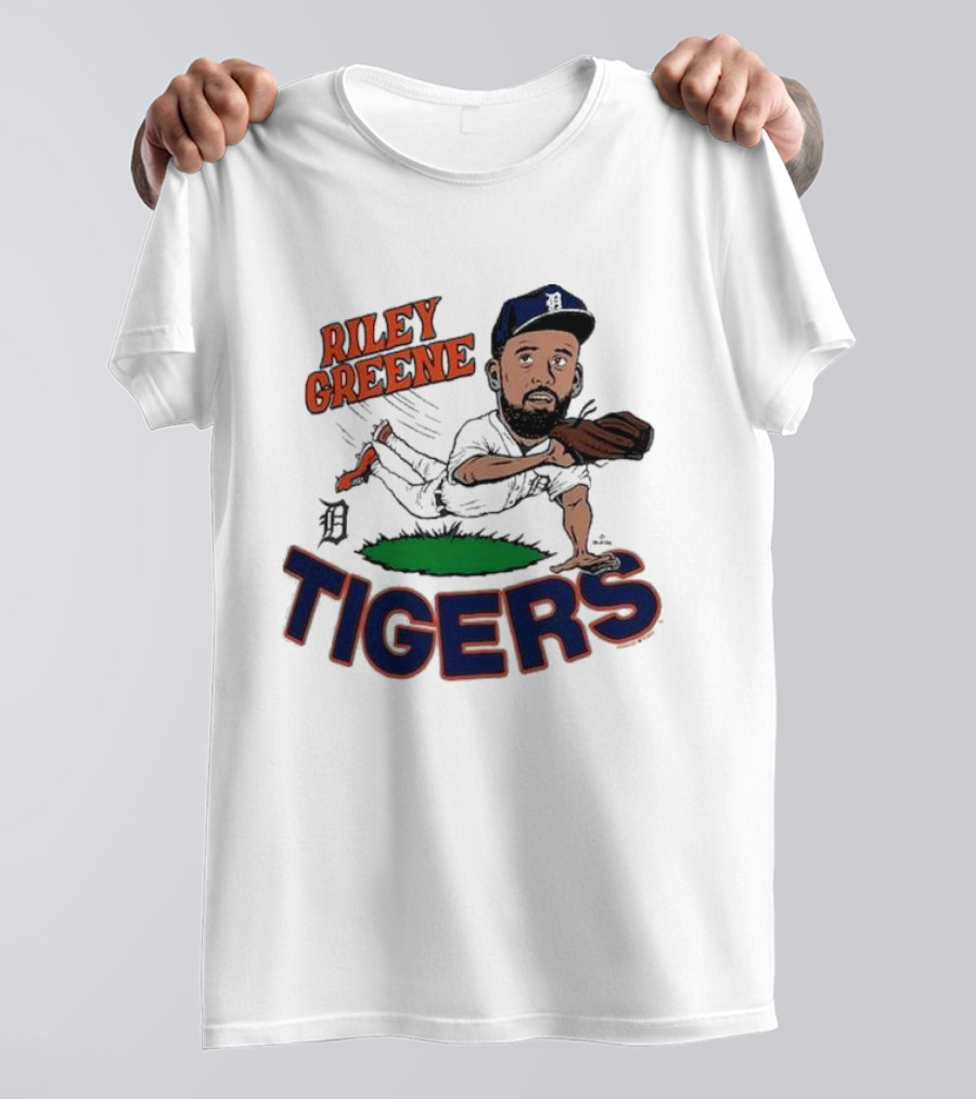 Riley Greene Detroit Tigers Caricature Player Tri Blend Homage Ash T-Shirt