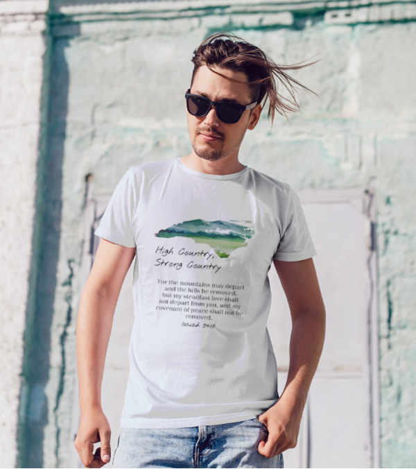 High Country Strong Country Isaiah 54:10 Mountains T-Shirt