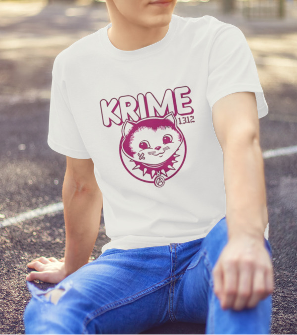 KRIME Cat 1312 Anarchist Symbol And Spiked Collar T-Shirt