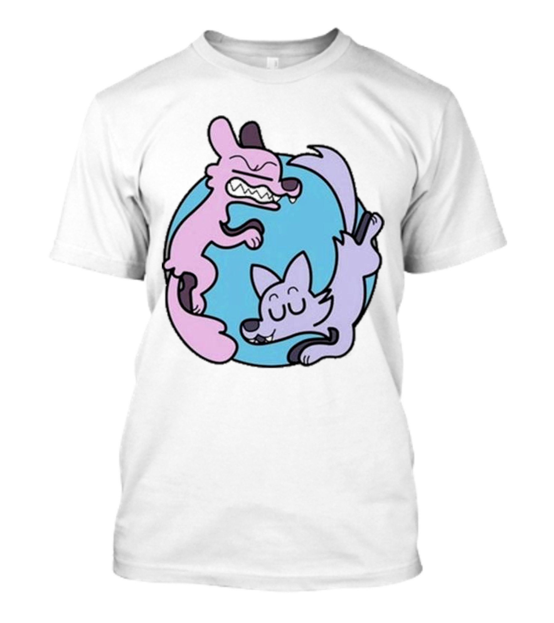 Noobtheloser Two Wolves Pastel Yin Yang T-Shirt