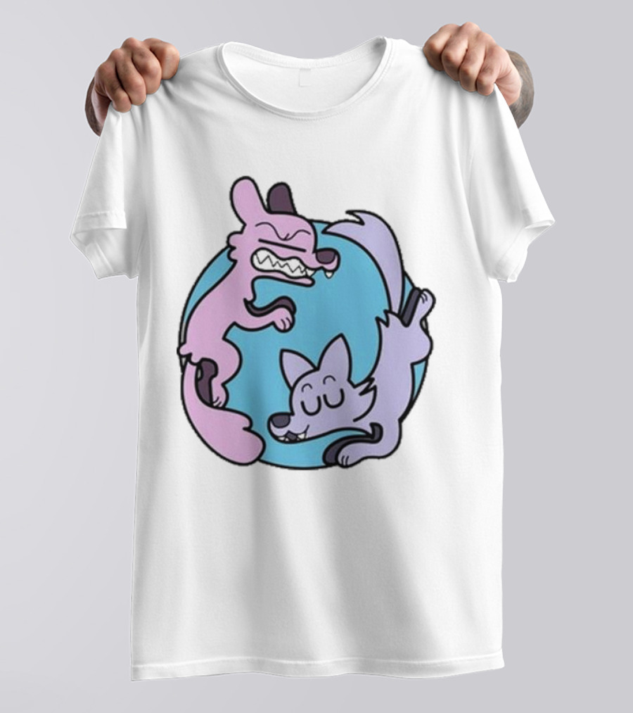 Noobtheloser Two Wolves Pastel Yin Yang T-Shirt