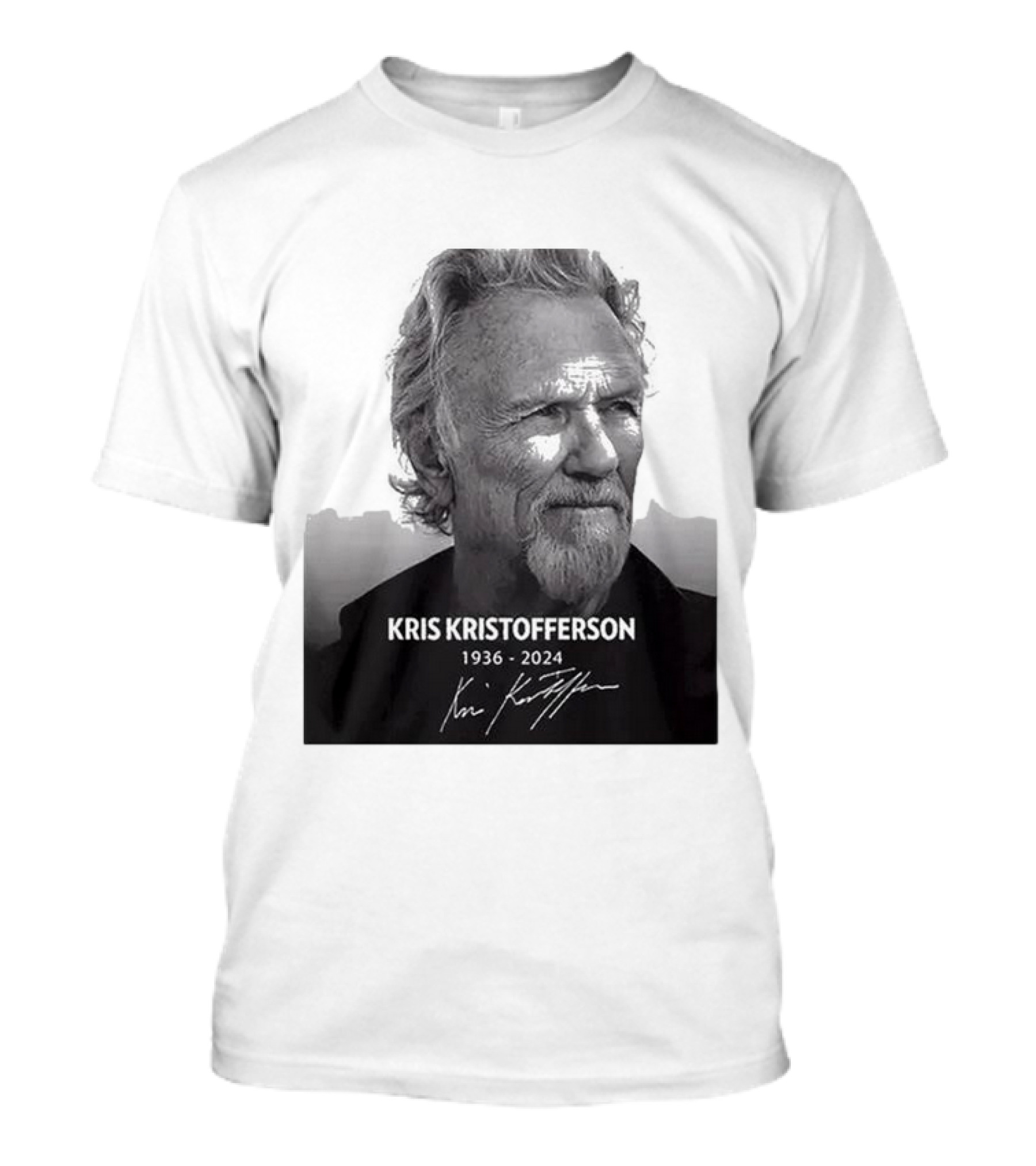 Kris Kristofferson 1936-2024 Commemorative Portrait With Signature T-Shirt