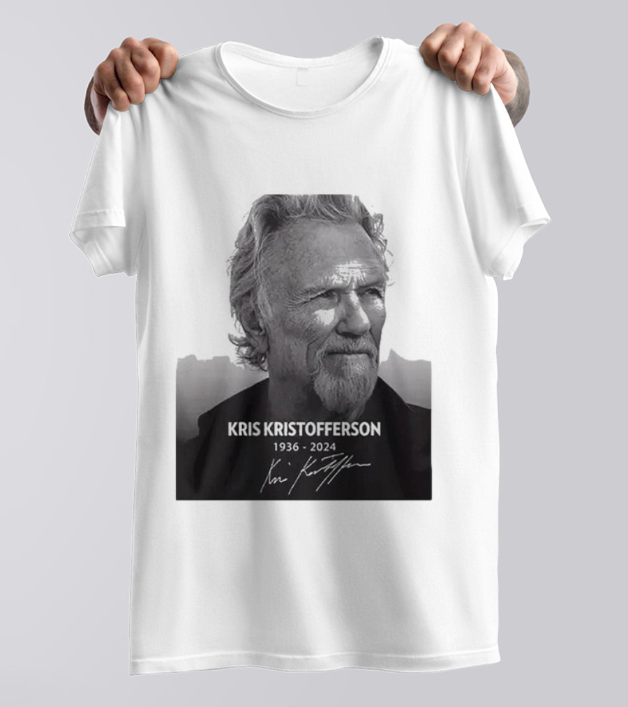Kris Kristofferson 1936-2024 Commemorative Portrait With Signature T-Shirt