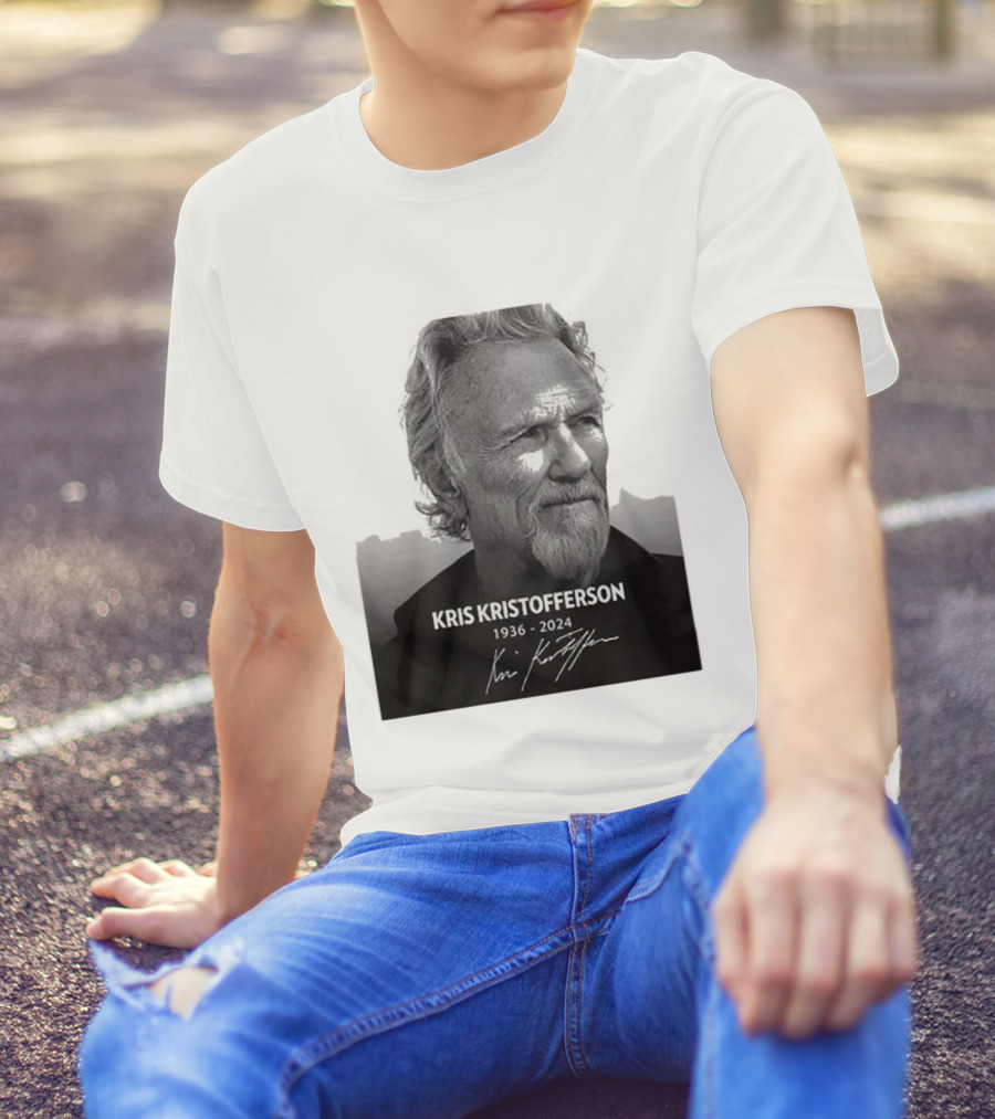 Kris Kristofferson 1936-2024 Commemorative Portrait With Signature T-Shirt