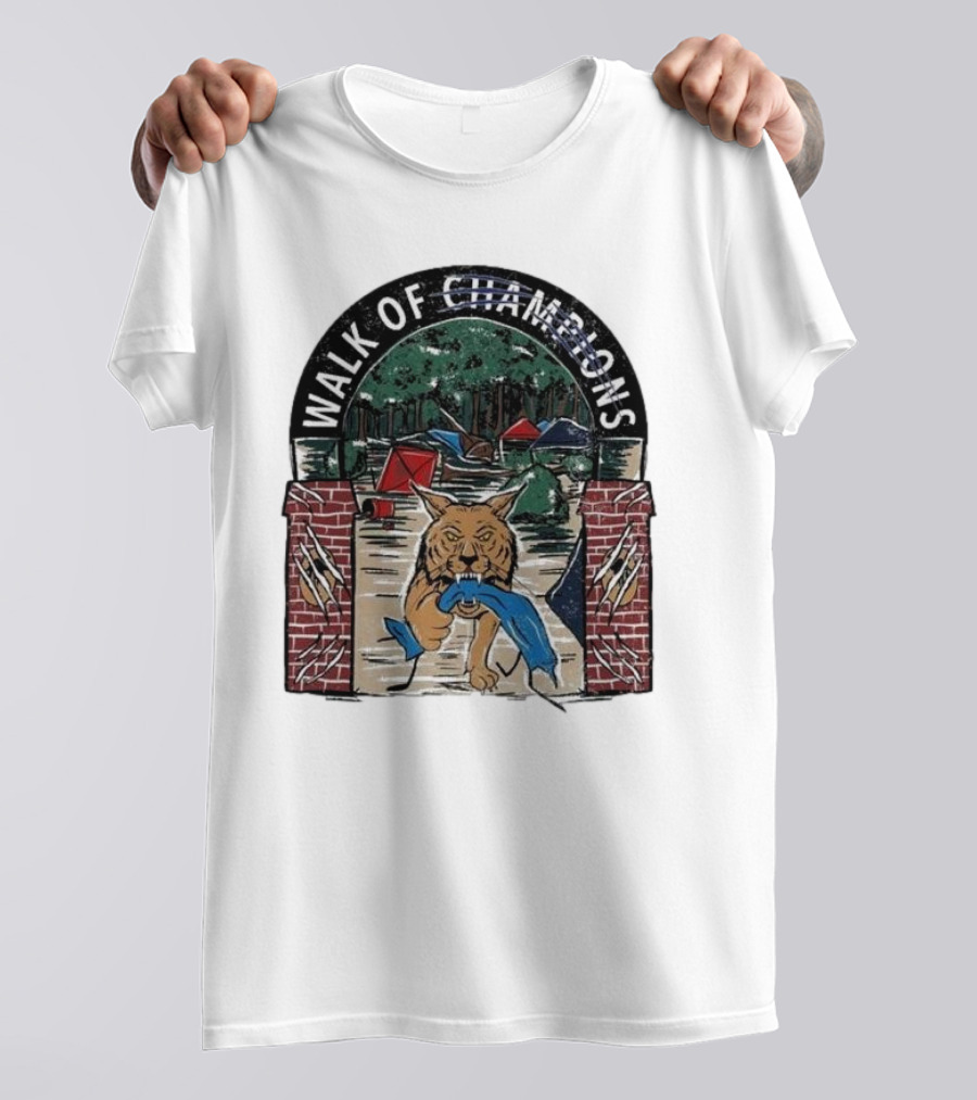 Walk Of Champions Wildcat With Tents And Forest Archway Scene T-Shirt