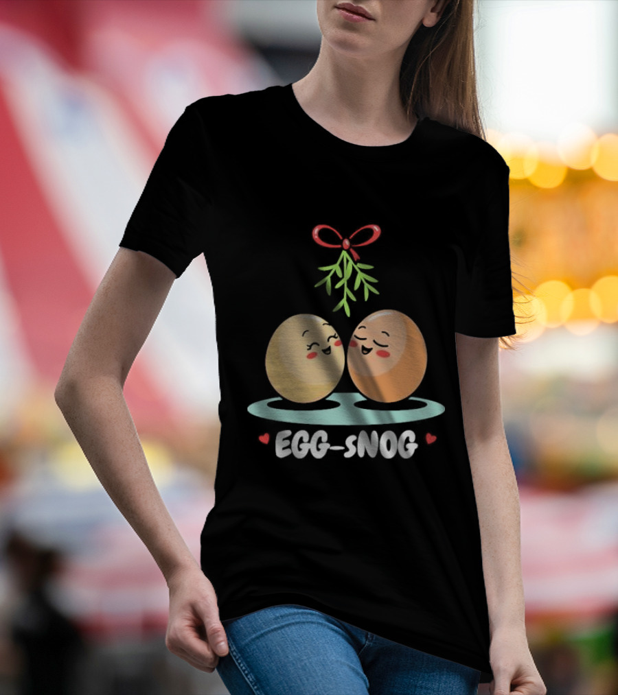 Egg Snog Mistletoe With Small Hearts T-Shirt