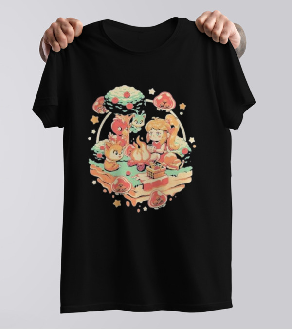 Hunter Campfire Adventure Bounty Girl Vintage Geek Forest Creatures T-Shirt