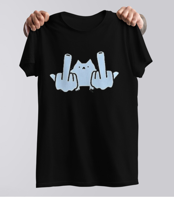 Madeby Suni Silly Nub Hate You Cat Giving Middle Fingers T-Shirt