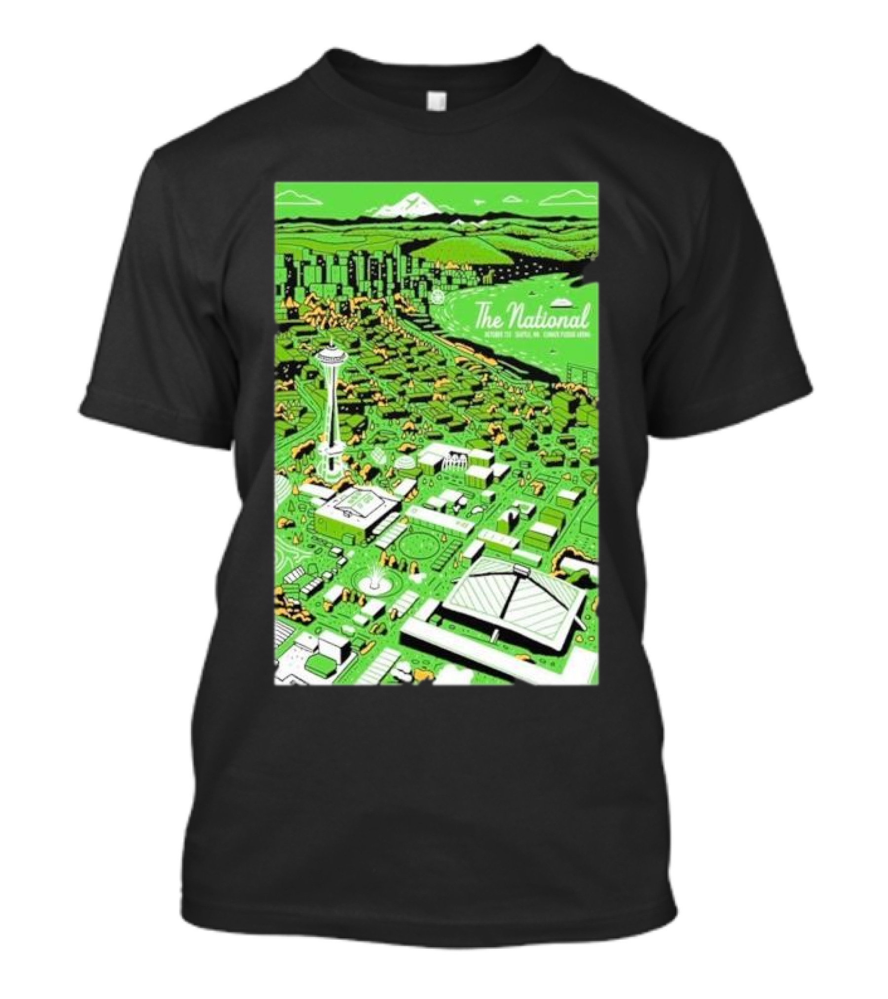 The National Oct 01 2024 Tour Climate Pledge Arena Seattle Skyline Scene T-Shirt