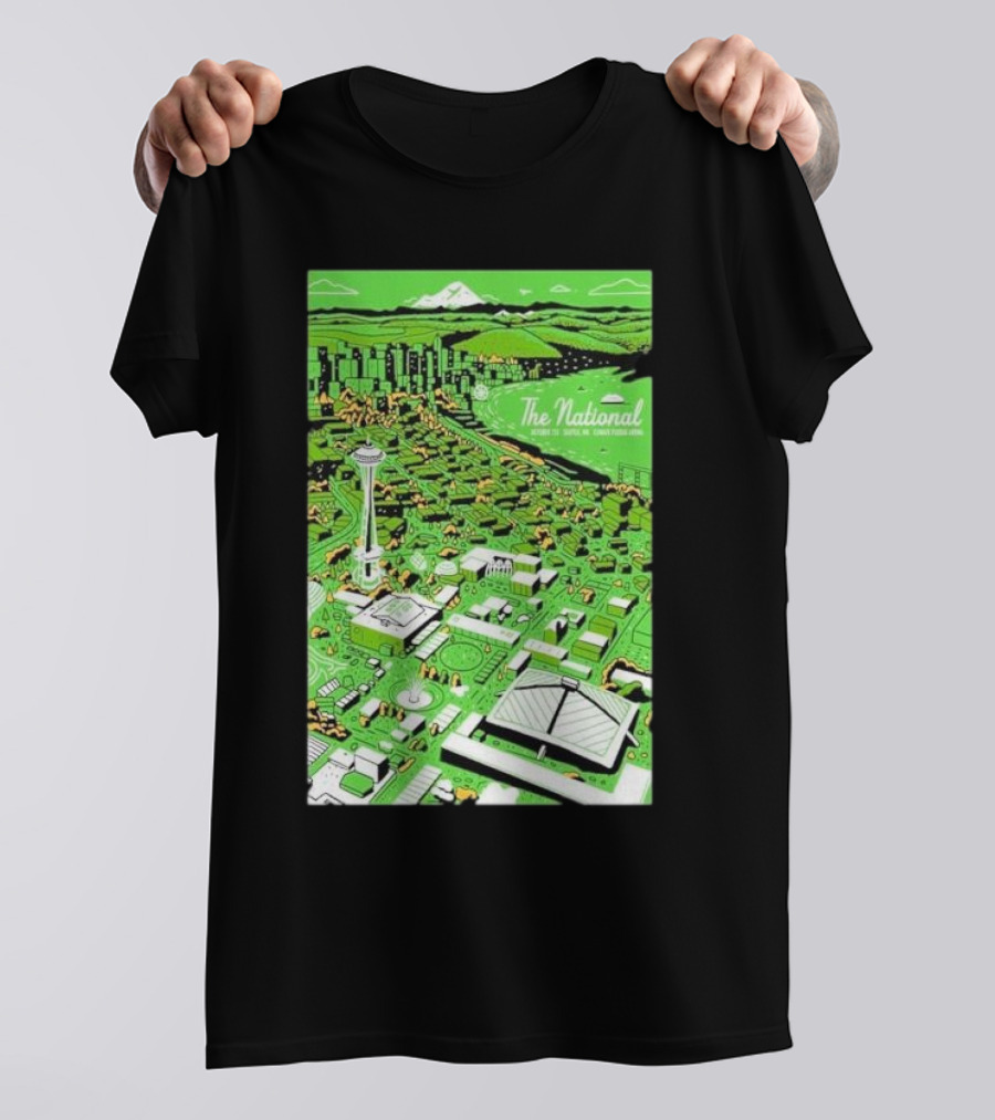 The National Oct 01 2024 Tour Climate Pledge Arena Seattle Skyline Scene T-Shirt