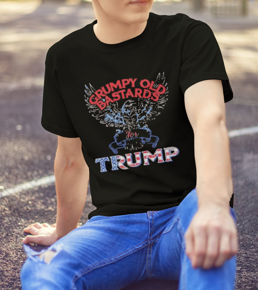 Grumpy Old Bastards For Trump With Eagle And American Flag Colors T-Shirt