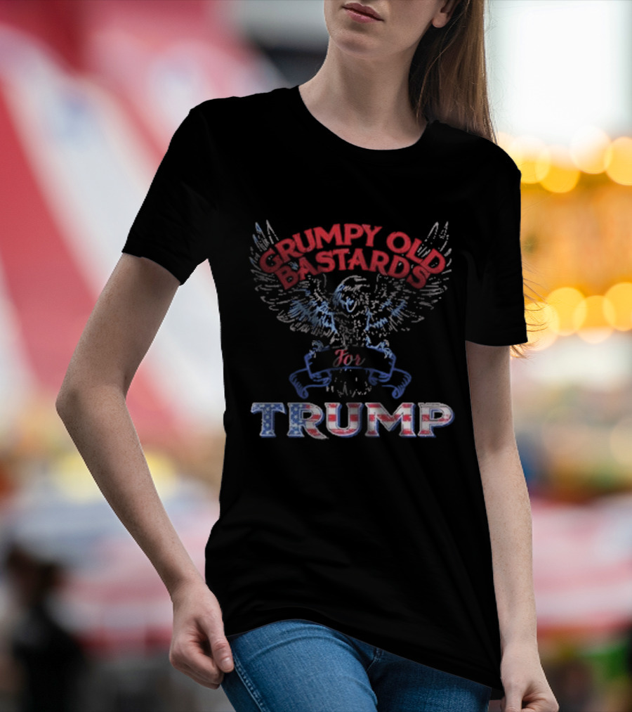 Grumpy Old Bastards For Trump With Eagle And American Flag Colors T-Shirt