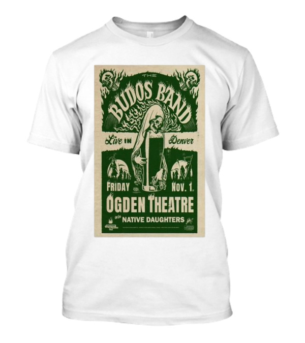 The Budos Band Live In Denver Nov 1 2024 Ogden Theatre With Native Daughters T-Shirt