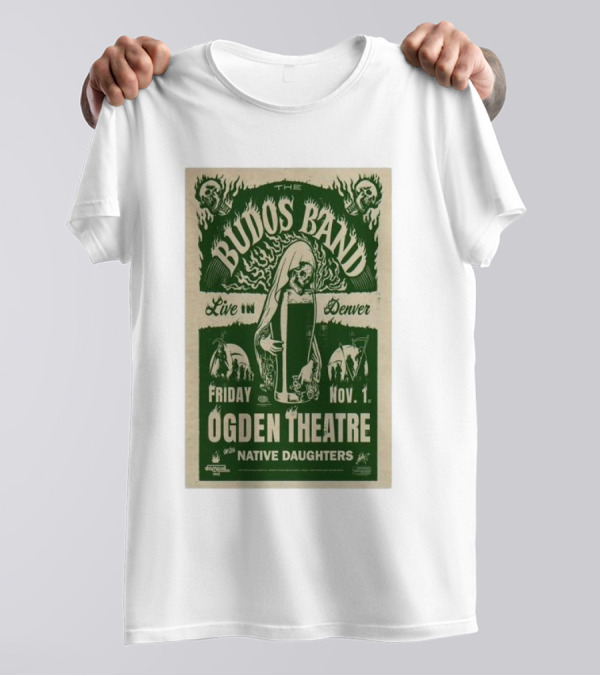 The Budos Band Live In Denver Nov 1 2024 Ogden Theatre With Native Daughters T-Shirt