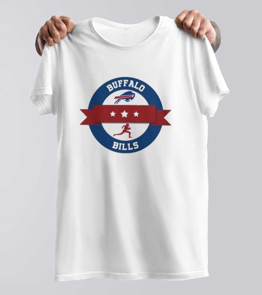 Buffalo Bills 2024 Football Team Logo Running Star Emblem T-Shirt