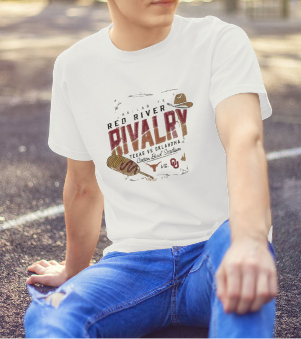 Red River Rivalry Texas Longhorns Vs. Oklahoma Sooners Corn Dog Dallas Cotton Bowl Stadium T-Shirt