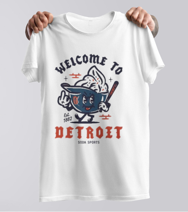 Welcome To Est 1882 Detroit Ice Cream Baseball Soda Sports T-Shirt