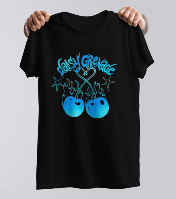 Daisy Grenade Flaming Cherries Heart Stars Hot Topic T-Shirt