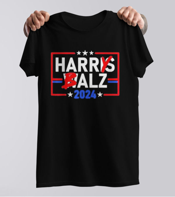 Harris Walz 24 Harry Balz 2024 Meme Democrats Vote T Stars Stripes Political T-Shirt