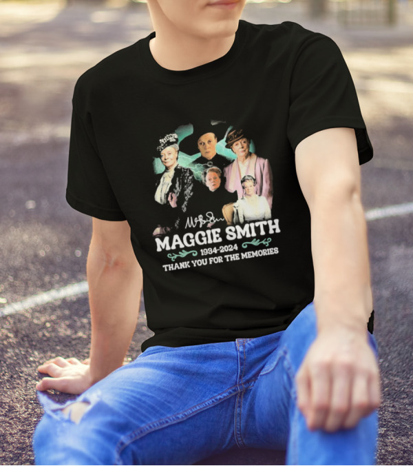 Maggie Smith 1934-2024 Thank You For The Memories Portrait Collage T-Shirt