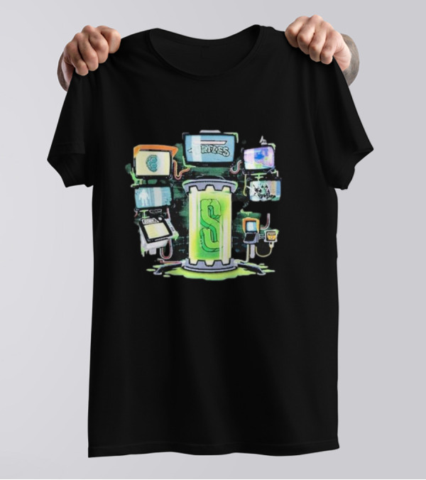 Sidemen Mutation Sci-Fi Tube With Screens And Green Elements T-Shirt