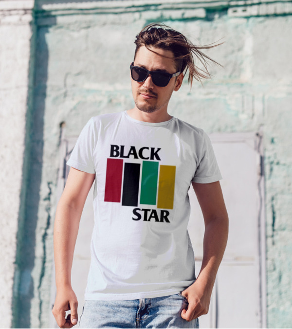 Black Star Flag Red Black Green Gold Vertical Bars T-Shirt