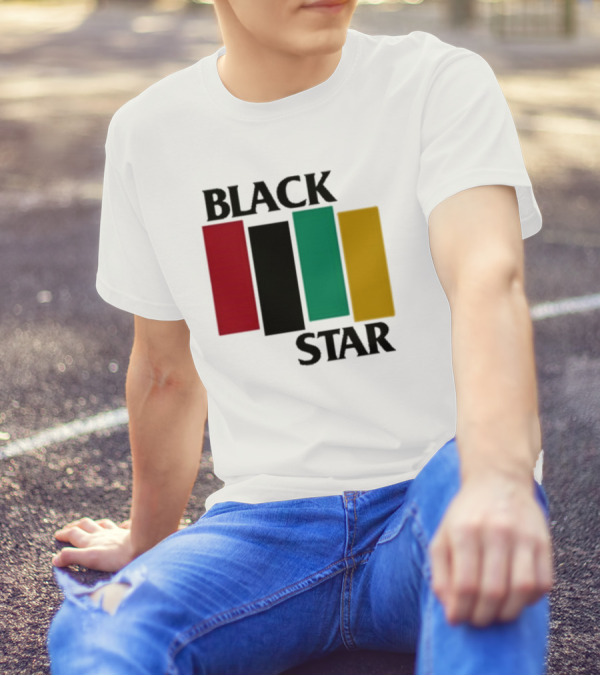 Black Star Flag Red Black Green Gold Vertical Bars T-Shirt