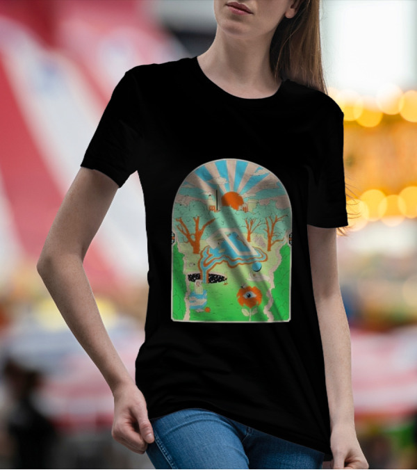 Anjunadeep X Andrew Mcgranahan Psychedelic Landscape With Eye And Cloud Motif T-Shirt