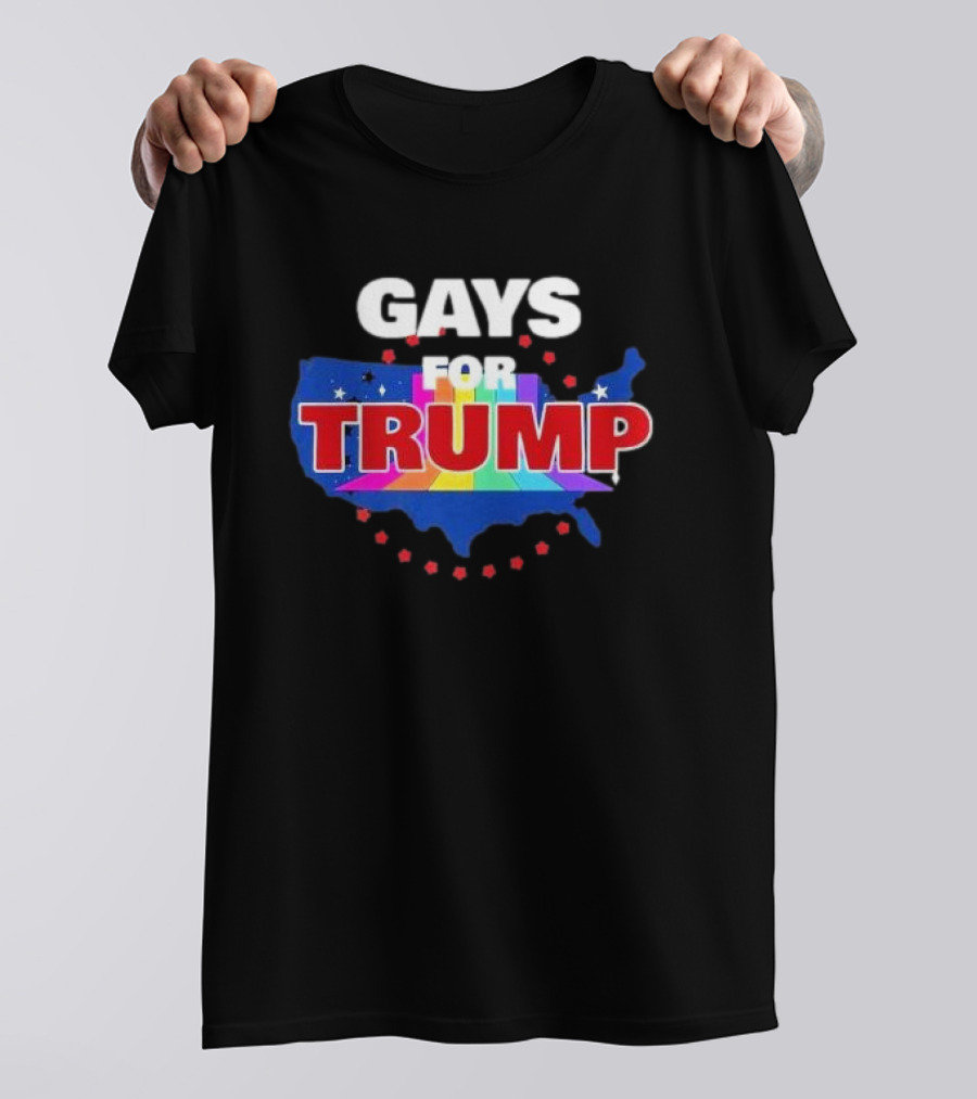 Gays For Trump USA Map Rainbow Stars T-Shirt