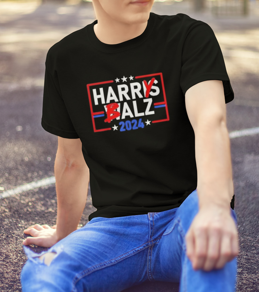 Harry Balz 2024 Meme Parody Democrats Vote Harris Walz 24 T-Shirt