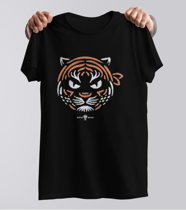 Pitching Ninja Gritty Tigs Baseball Tiger Face T-Shirt