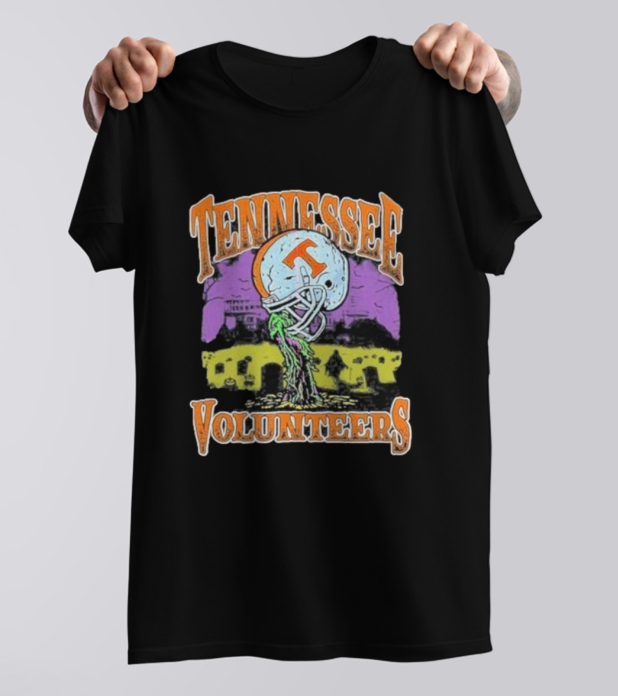 Tennessee Volunteers Halloween 2024 Haunted Football Helmet T-Shirt