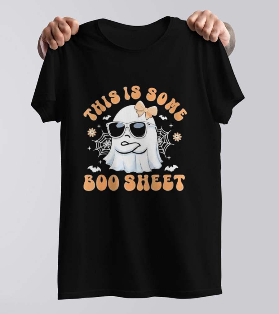 This Is Some Boo Sheet Cute Ghost Halloween With Sunglasses And Bows T-Shirt