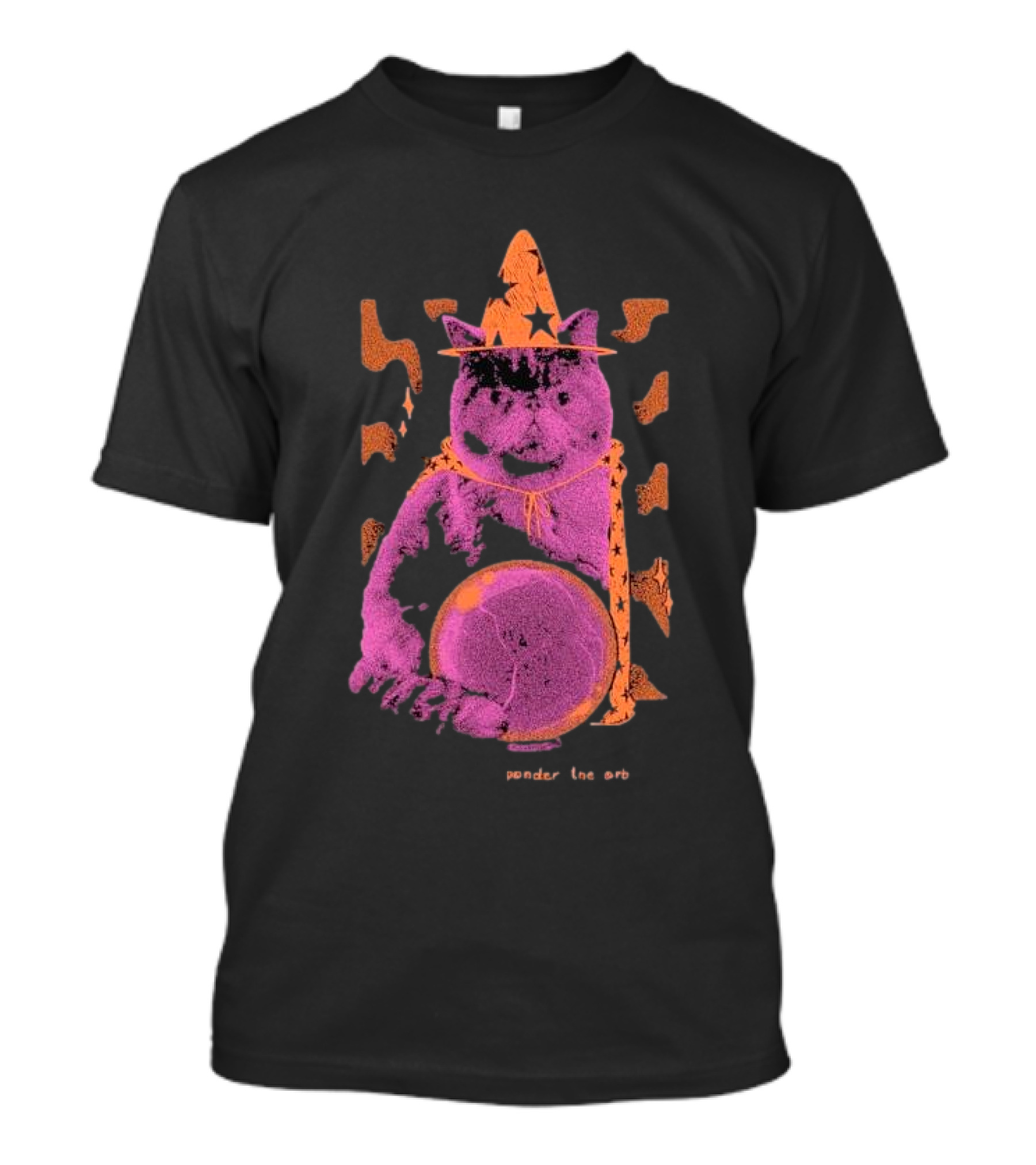 You Shall Ponder The Orb Cat Halloween 2024 Magic Wizard Hat Stars T-Shirt