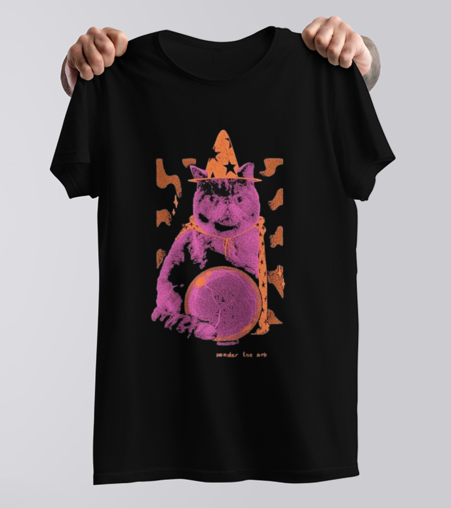 You Shall Ponder The Orb Cat Halloween 2024 Magic Wizard Hat Stars T-Shirt