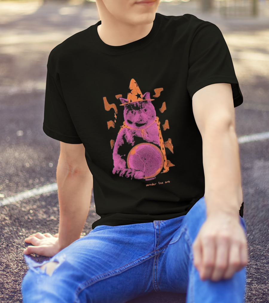 You Shall Ponder The Orb Cat Halloween 2024 Magic Wizard Hat Stars T-Shirt