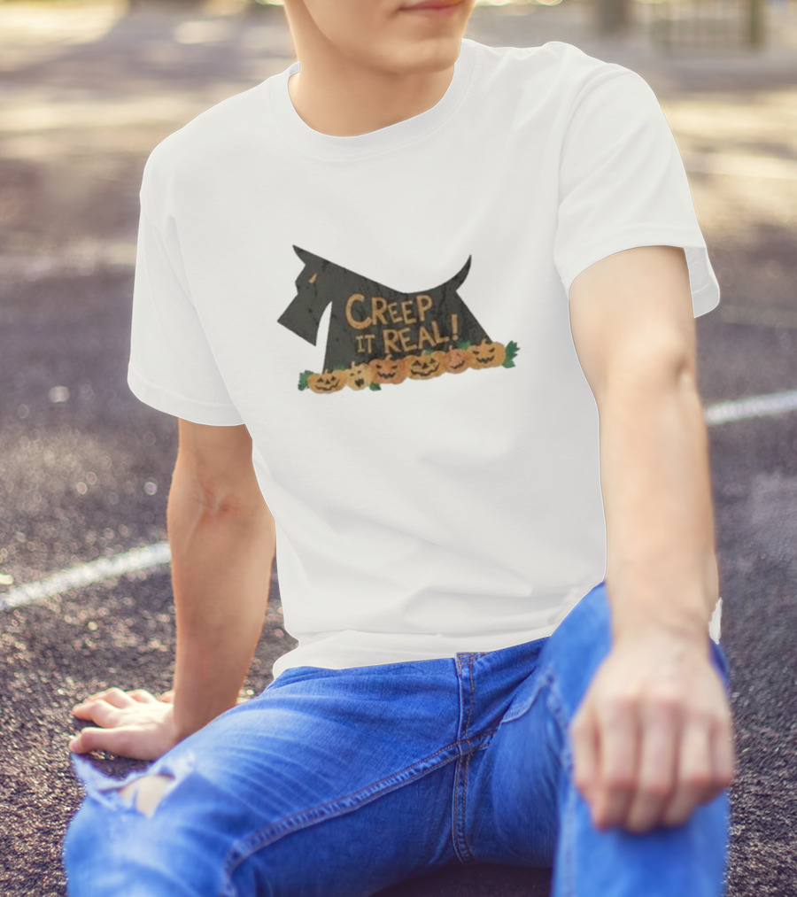 Creep It Real Terrier Pumpkins Halloween T-Shirt