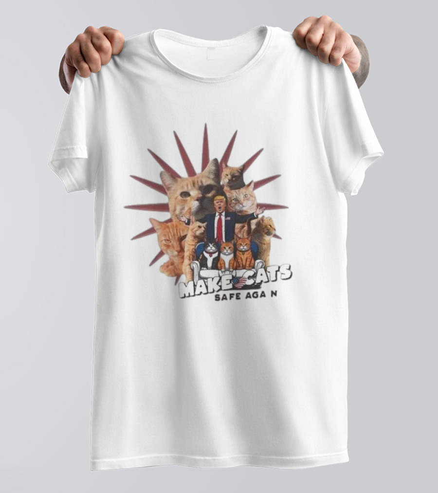 Donald Trump Make Cats Safe Again Funny Comfort Color Save Our Cats Statue Of Liberty T-Shirt
