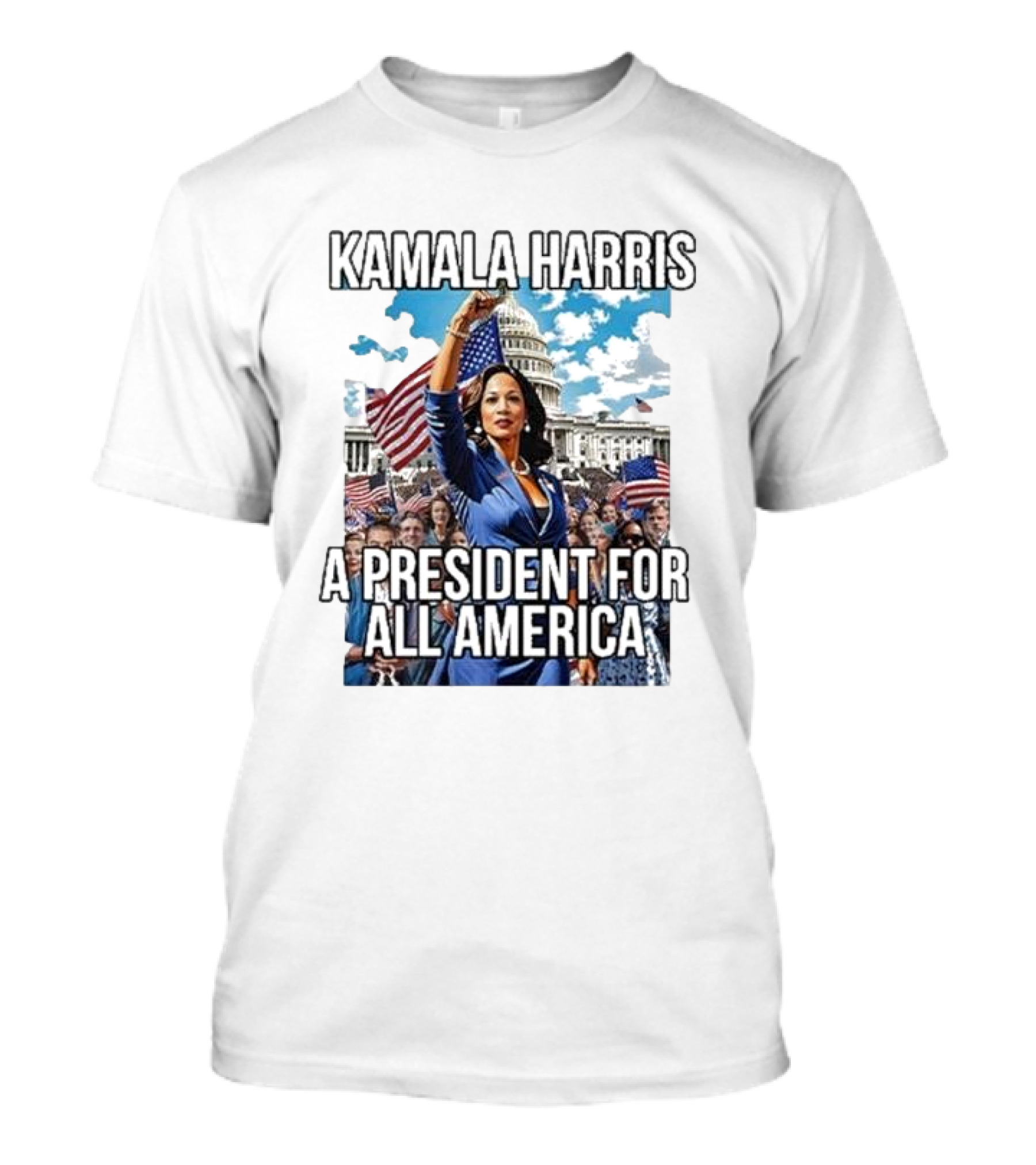 Kamala Harris A President For All America United States Capitol Background Flags T-Shirt