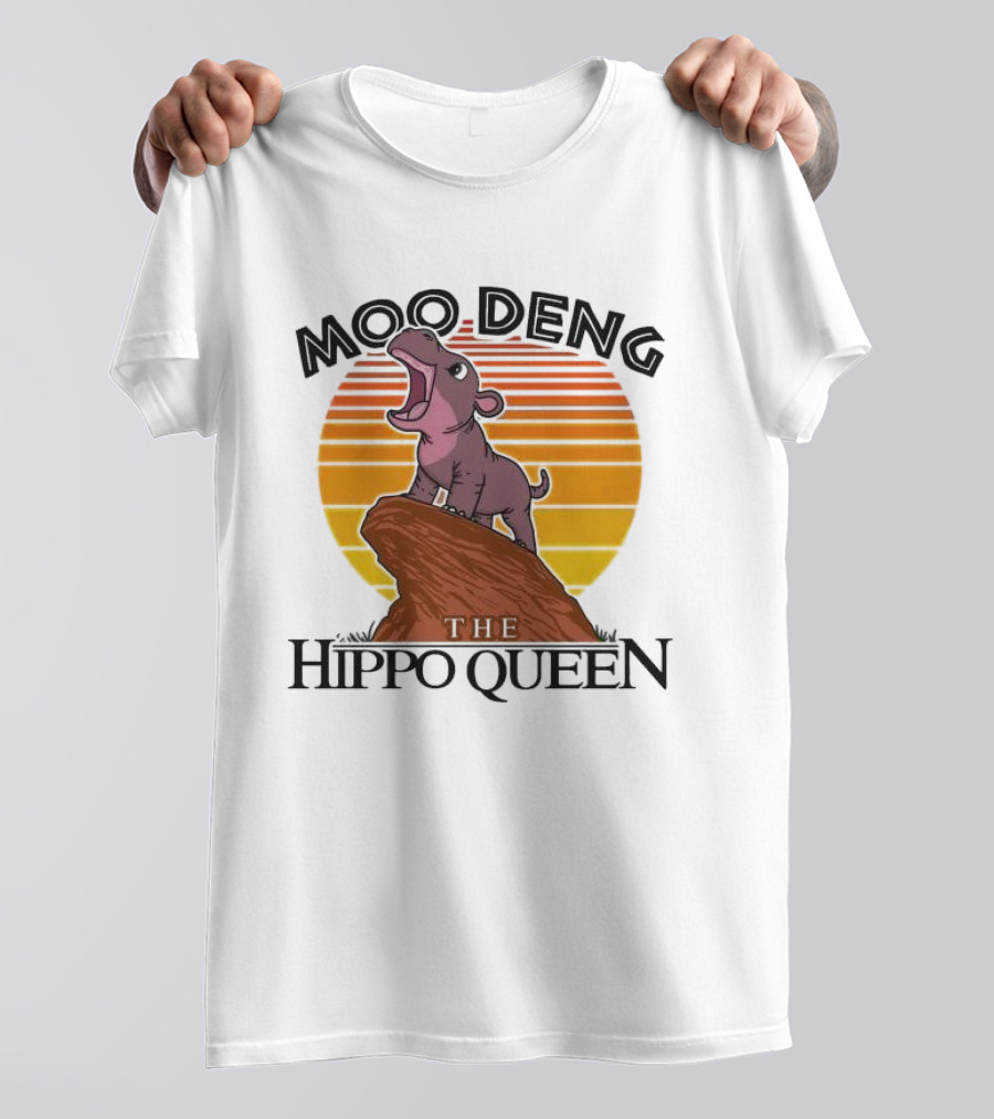Moo Deng The Hippo Queen '24 Sunset Rock Cute T-Shirt