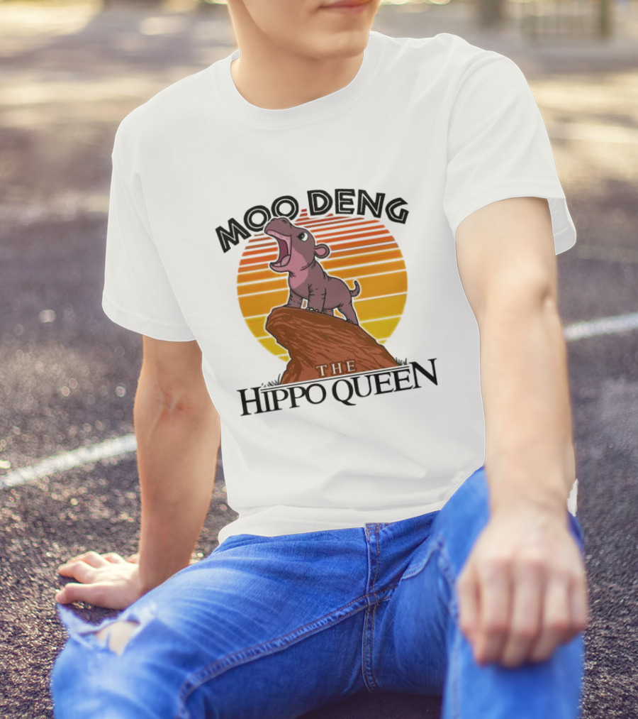 Moo Deng The Hippo Queen '24 Sunset Rock Cute T-Shirt